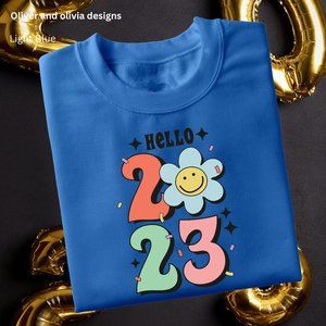 2023 retro new years oversized sweatshirt - flower power